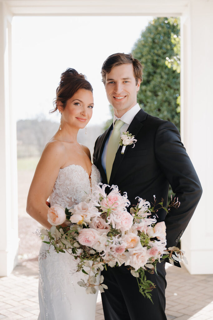 traditional bride and groom wedding day poses