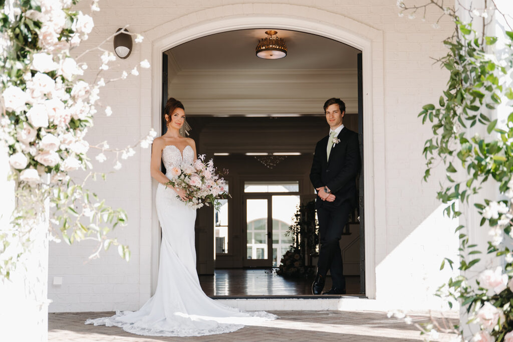 unique bride and groom wedding day pose