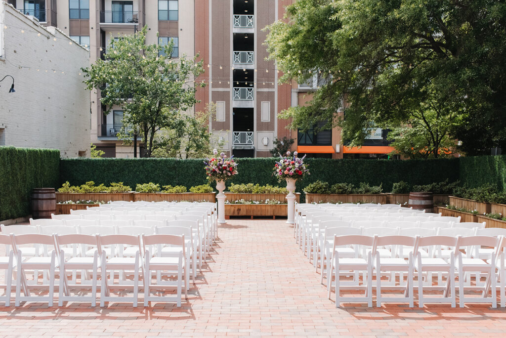 wedding ceremony site at the grove at city market in raleigh nc