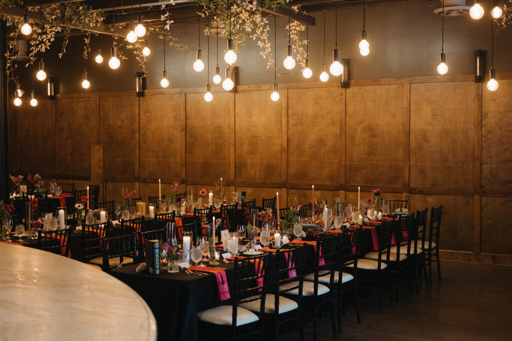wedding reception room at the grove at city market in raleigh nc