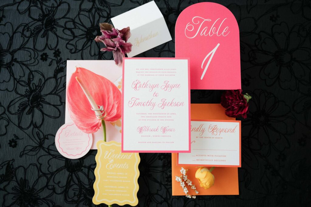 colorful wedding invitation suite