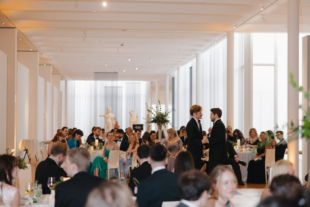 couple enjoys their first dance at their NCMA wedding
