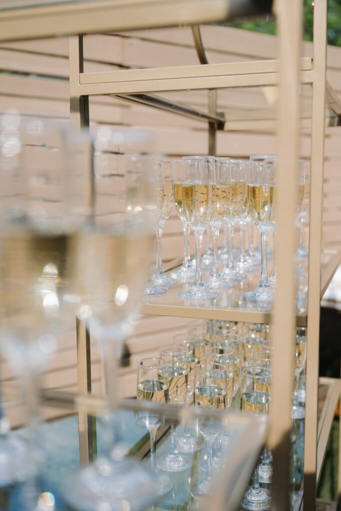 wedding cocktail hour champagne glasses