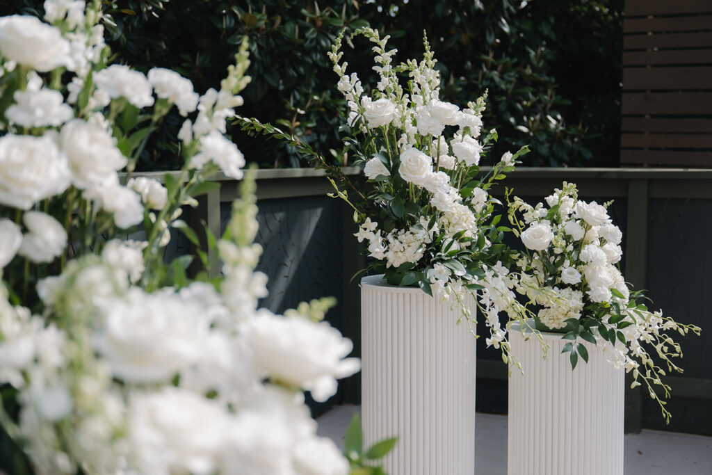 wedding ceremony altar florals and decor